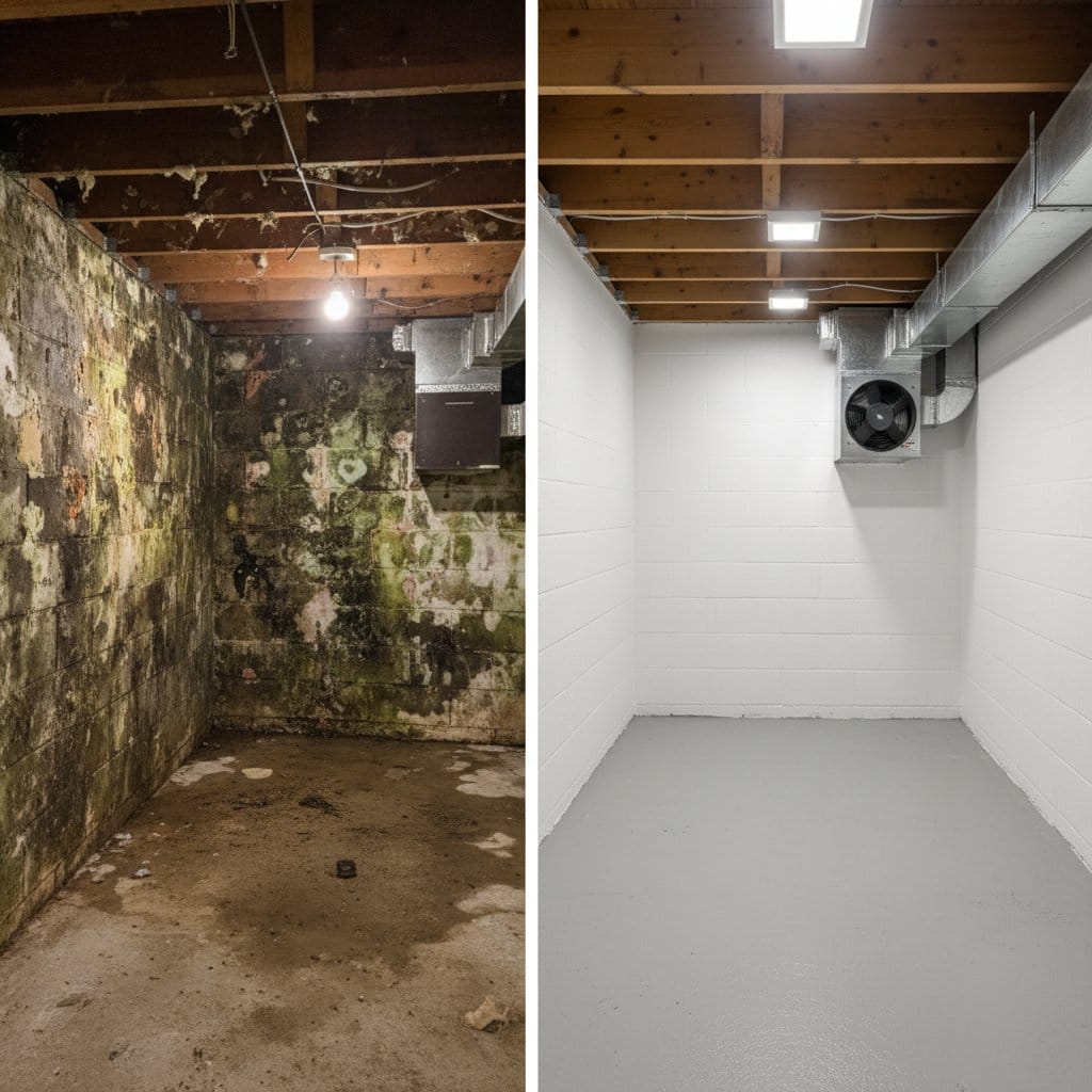 Mold Removal & Remediation restoration — crawl space of multi-family property in Tenafly, NJ