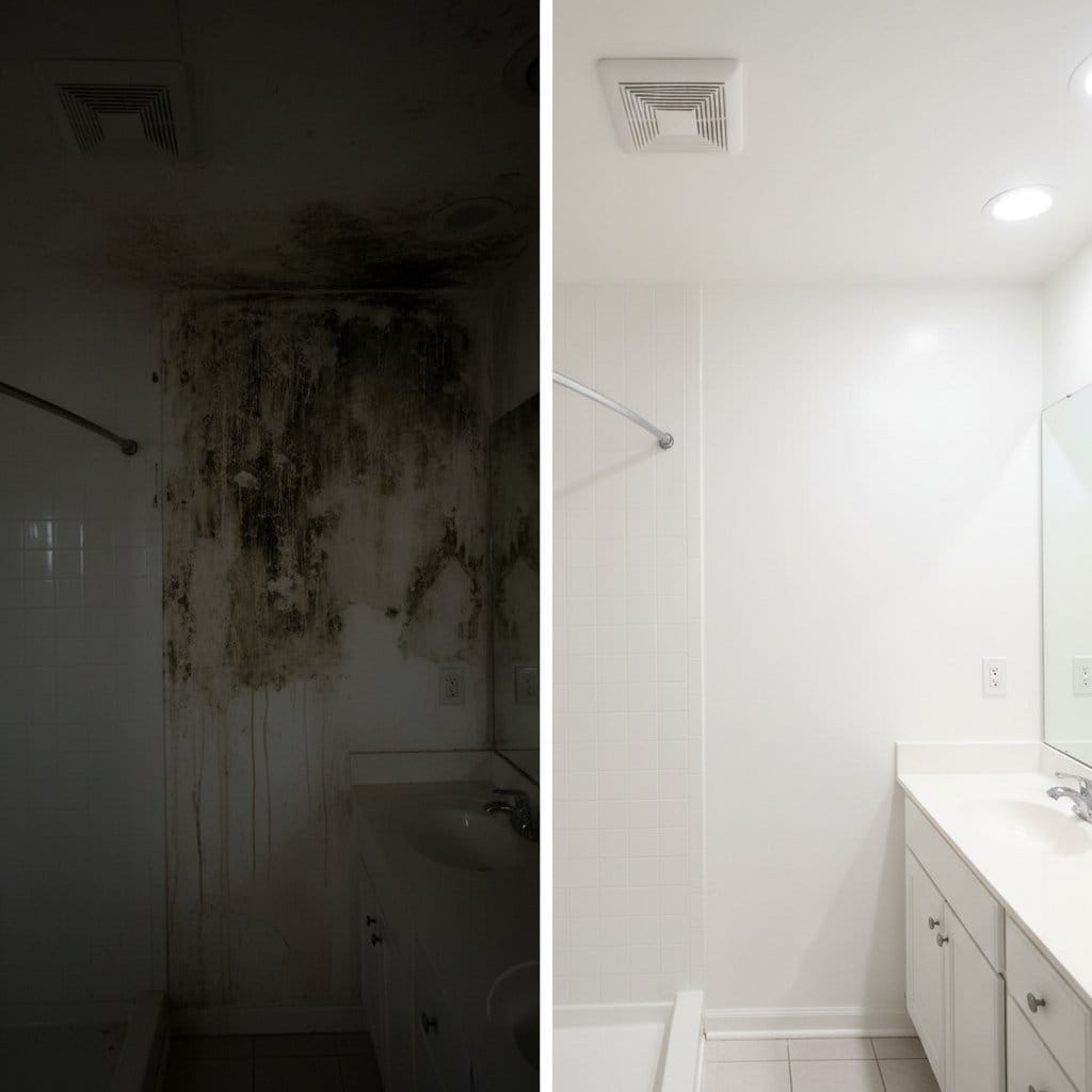 Tenafly Mold Removal bathroom restoration before and after in Tenafly